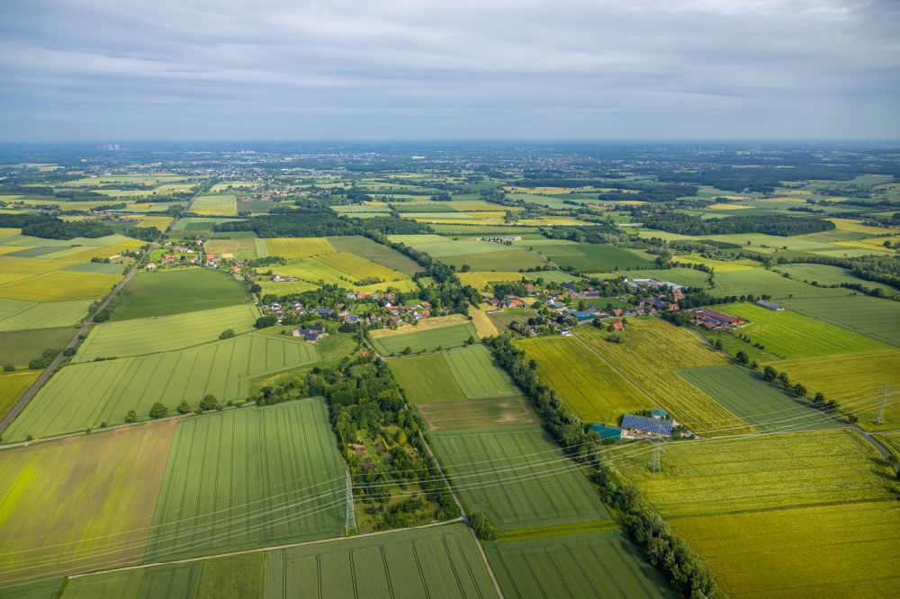 Süddinker aus der Vogelperspektive: Strukturen auf landwirtschaftlichen Feldern in Süddinker im Bundesland Nordrhein-Westfalen, Deutschland