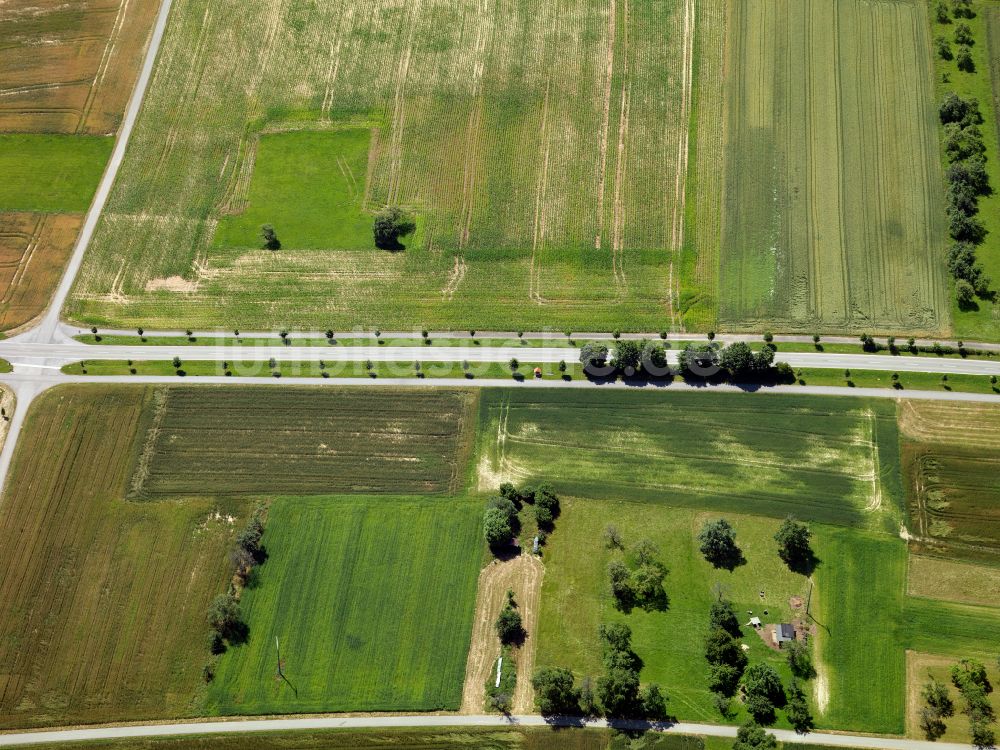 Starzach aus der Vogelperspektive: Strukturen auf landwirtschaftlichen Feldern in Starzach im Bundesland Baden-Württemberg, Deutschland