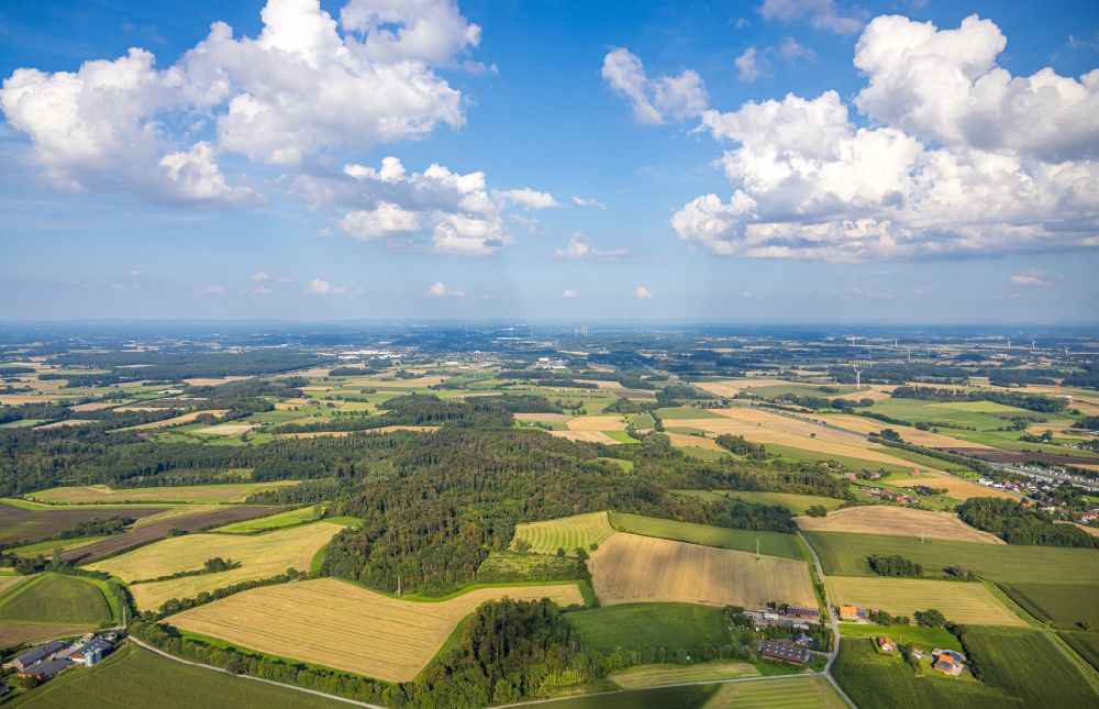 Luftbild Vellern - Strukturen auf landwirtschaftlichen Feldern in Vellern im Bundesland Nordrhein-Westfalen, Deutschland
