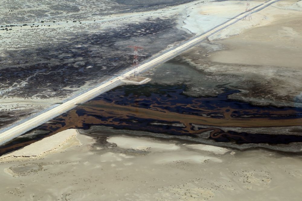 Luftbild Abu Dhabi - Strukturen der Priele in den Mangroven Gewässern bei der Insel Al Jubail Island in Abu Dhabi in Vereinigte Arabische Emirate
