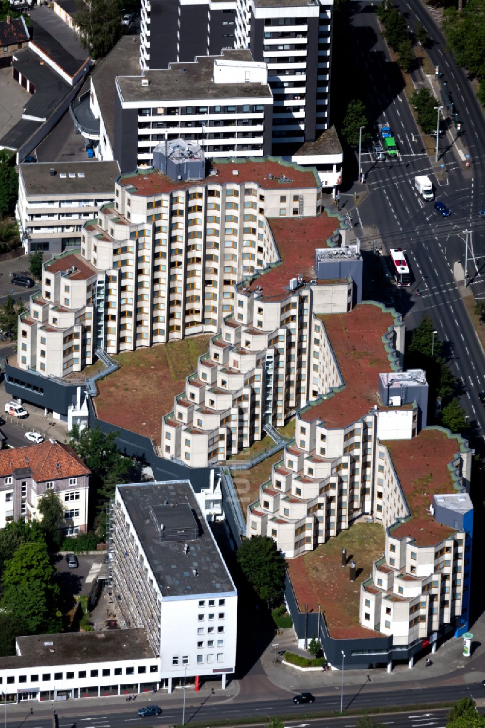Braunschweig von oben - Studenten- Wohnheim - Gebäude Affenfelsen in Braunschweig im Bundesland Niedersachsen, Deutschland