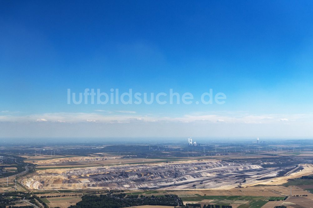 Jüchen von oben - Tagebau Garzweiler bei Bedburg im Bundesland Nordrhein-Westfalen