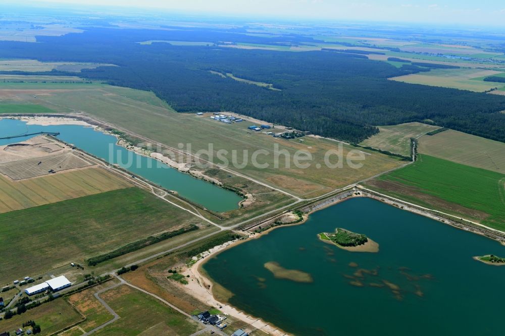 Luftbild Löbnitz - Tagebau Rekultivierung am Mühlfeldsee und Seelhausener See in Löbnitz im Bundesland Sachsen, Deutschland