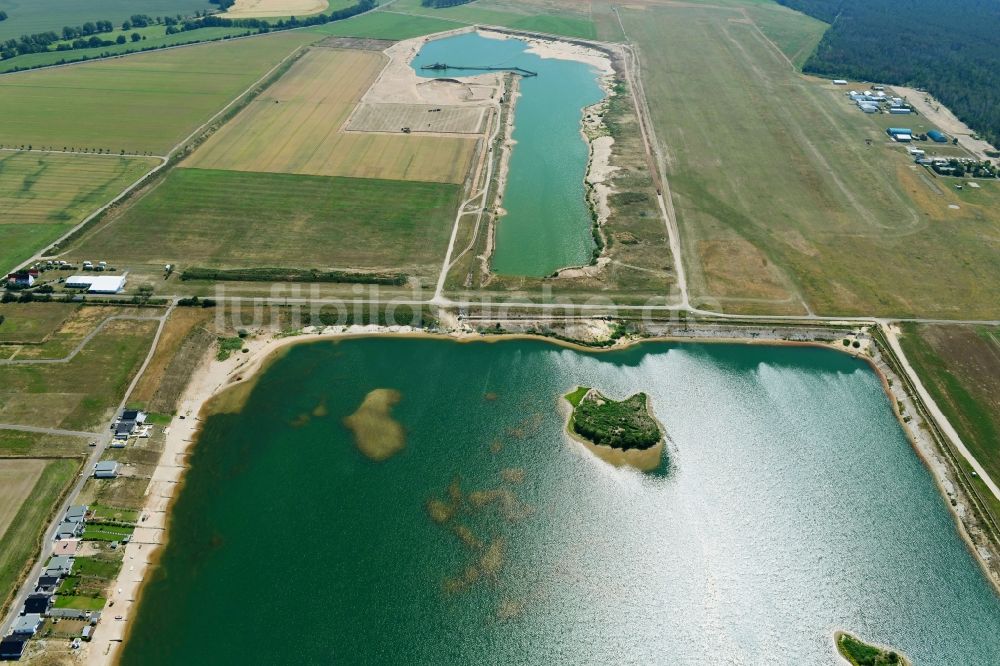 Luftaufnahme Löbnitz - Tagebau Rekultivierung am Mühlfeldsee und Seelhausener See in Löbnitz im Bundesland Sachsen, Deutschland