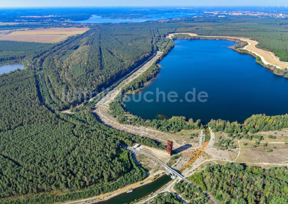 Sedlitz von oben - Tagebau Rekultivierung am See Sedlitzer See in Sedlitz im Bundesland Brandenburg, Deutschland