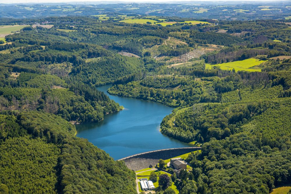 Hagen von oben - Talsperren - Staudamm und Stausee in Hagen im Bundesland Nordrhein-Westfalen, Deutschland