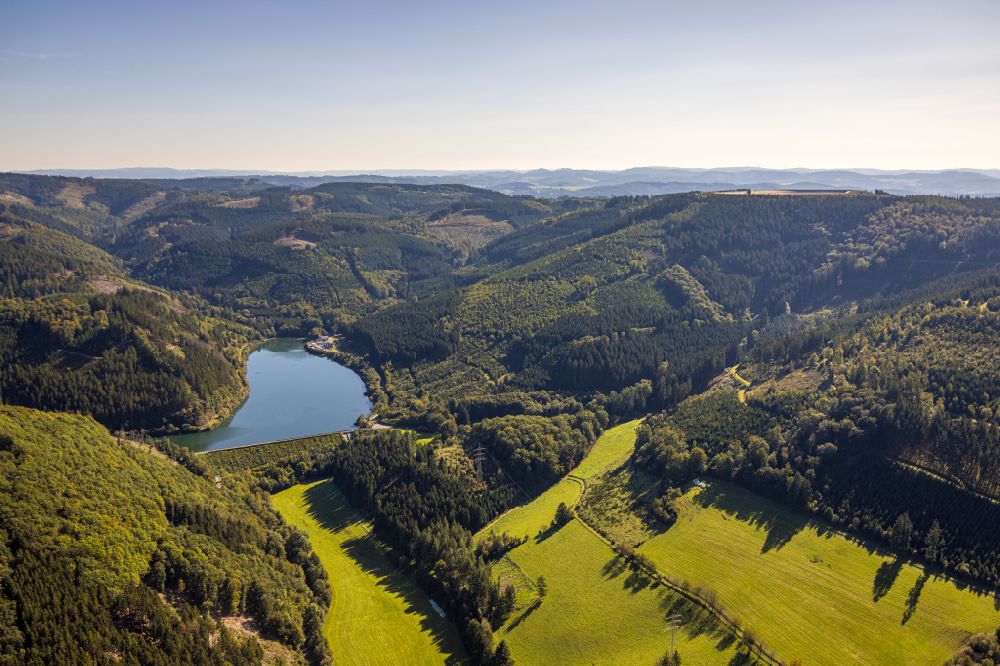 Herdecke von oben - Talsperren - Staudamm und Stausee in Herdecke im Bundesland Nordrhein-Westfalen, Deutschland