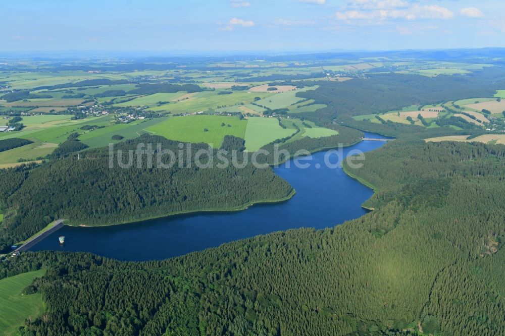 Luftaufnahme Lichtenberg/Erzgebirge - Talsperren - Staudamm und Stausee in Lichtenberg/Erzgebirge im Bundesland Sachsen, Deutschland