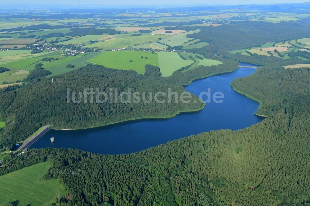 Lichtenberg/Erzgebirge von oben - Talsperren - Staudamm und Stausee in Lichtenberg/Erzgebirge im Bundesland Sachsen, Deutschland