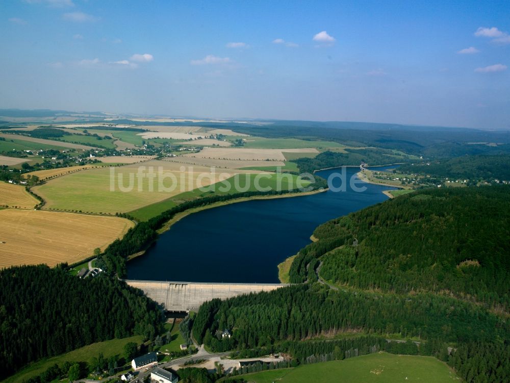 Luftaufnahme Rauschenbach - Talsperren - Staudamm und Stausee in Rauschenbach im Bundesland Sachsen, Deutschland