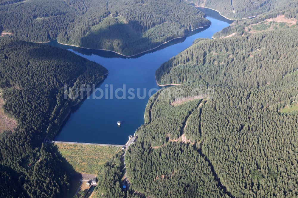 Luftbild Tambach-Dietharz - Talsperren - Staudamm und Stausee in Tambach-Dietharz im Bundesland Thüringen, Deutschland