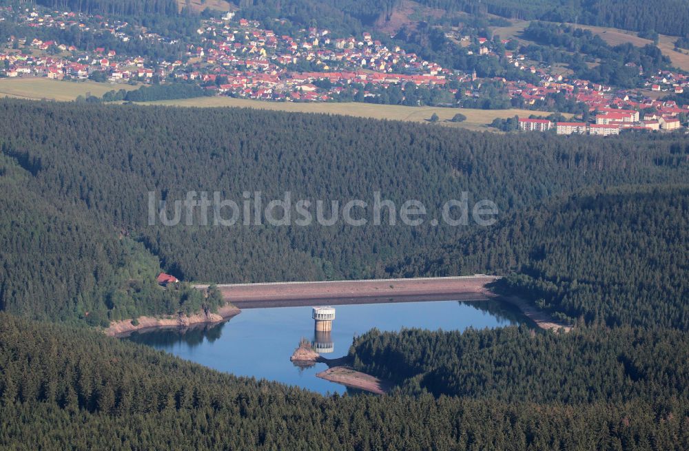 Luftaufnahme Tambach-Dietharz - Talsperren - Staudamm und Stausee in Tambach-Dietharz im Bundesland Thüringen, Deutschland