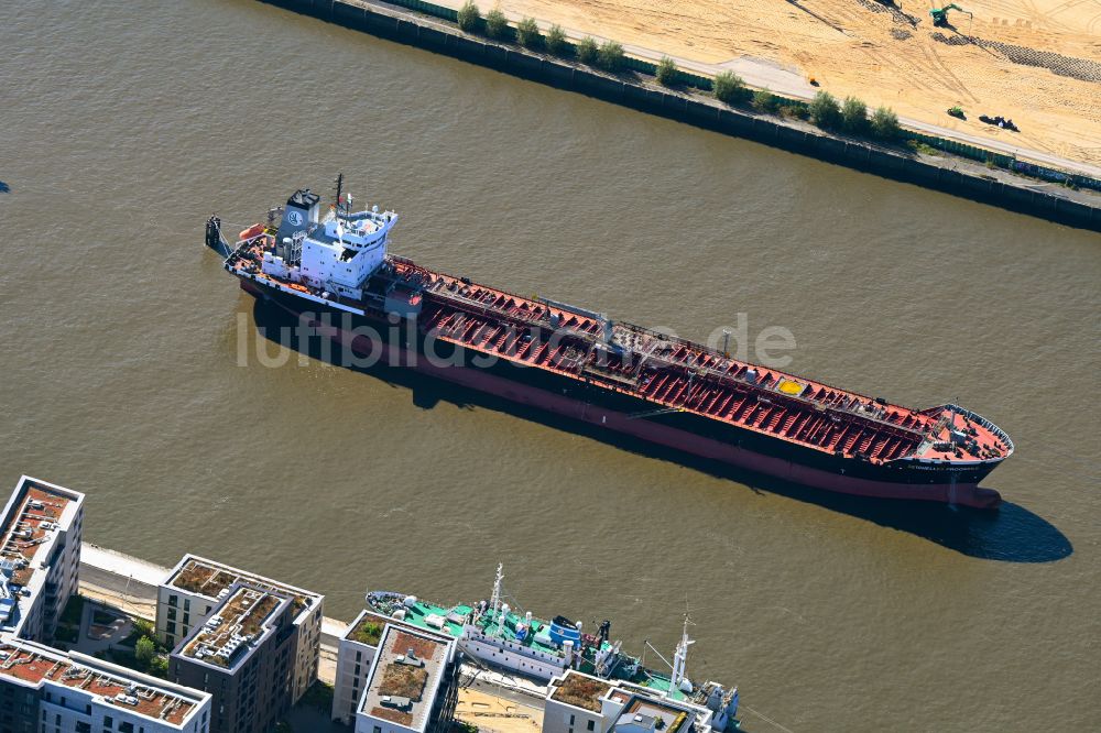 Luftaufnahme Hamburg - Tankschiff für Öl und Chemie Seychelles Progress auf der Norderelbe in Hamburg, Deutschland