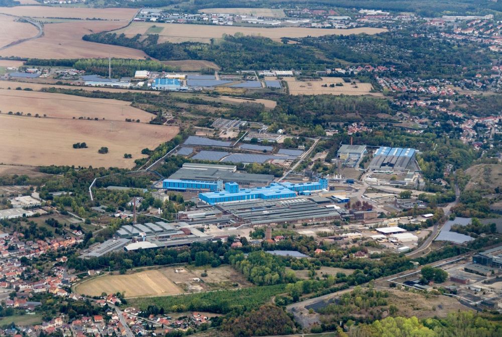 Luftbild Mansfeld - Technische Anlagen im Industriegebiet der Mansfelder Kupfer- und Messing in Mansfeld im Bundesland Sachsen-Anhalt, Deutschland