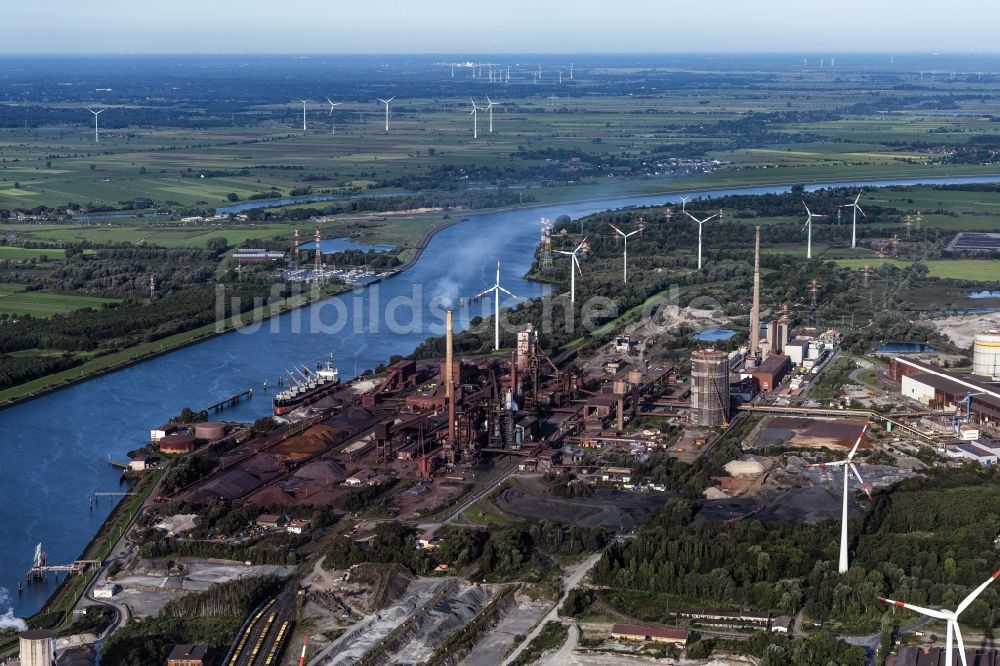 Luftbild Bremen - Technische Anlagen und Produktionshallen des Stahlwerkes im Ortsteil Oslebshausen in Bremen, Deutschland