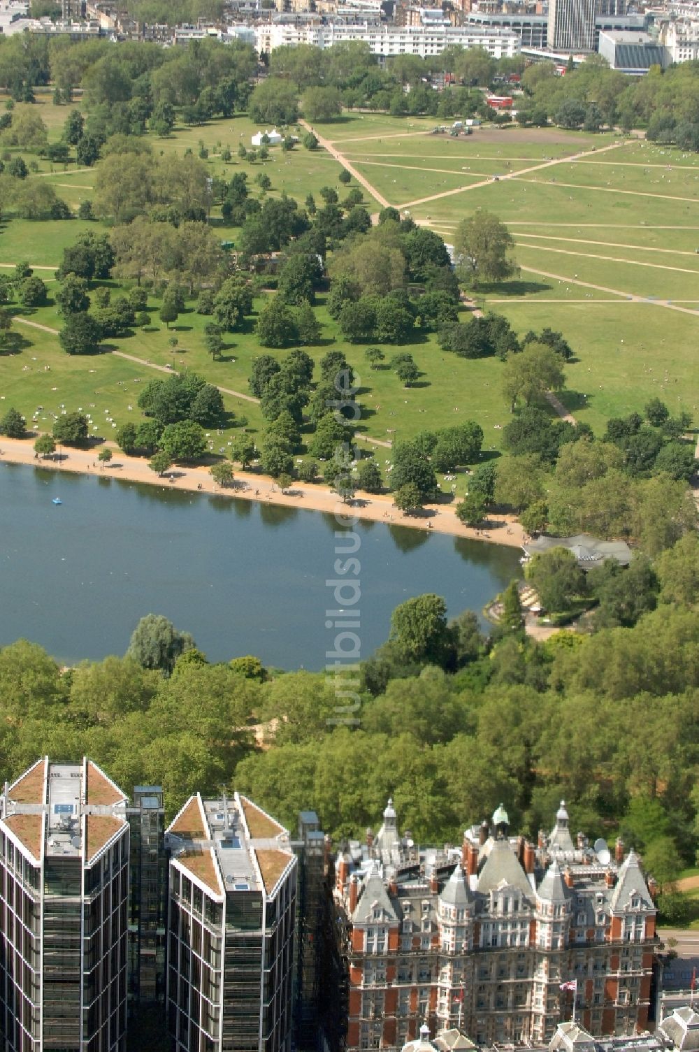 Luftbild London - Teilansicht auf den Hyde Park in London