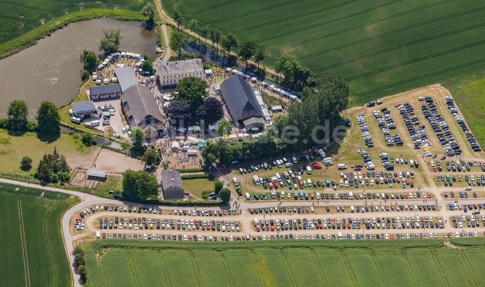 Luftaufnahme Steinberg - Teilnehmer der Aktion auf dem Veranstaltungsgelände Gut Oestergaard in Steinberg im Bundesland Schleswig-Holstein, Deutschland