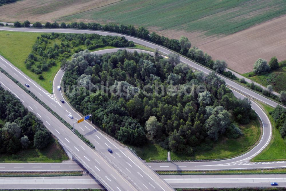 Appenweiler aus der Vogelperspektive: Teilstück der Autobahn A5 mit dem Autobahnkreuz Appenweier
