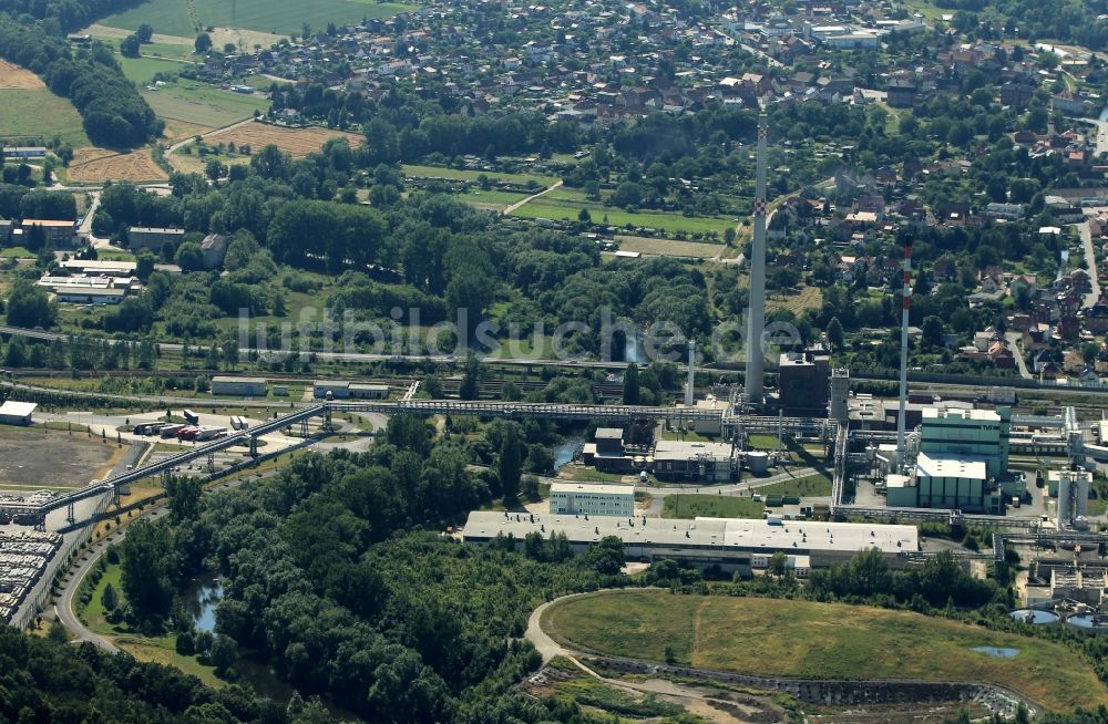 Rudolstadt von oben - Thermische Verwertungsanlage Schwarza TVS in Rudolstadt im Bundesland Thüringen