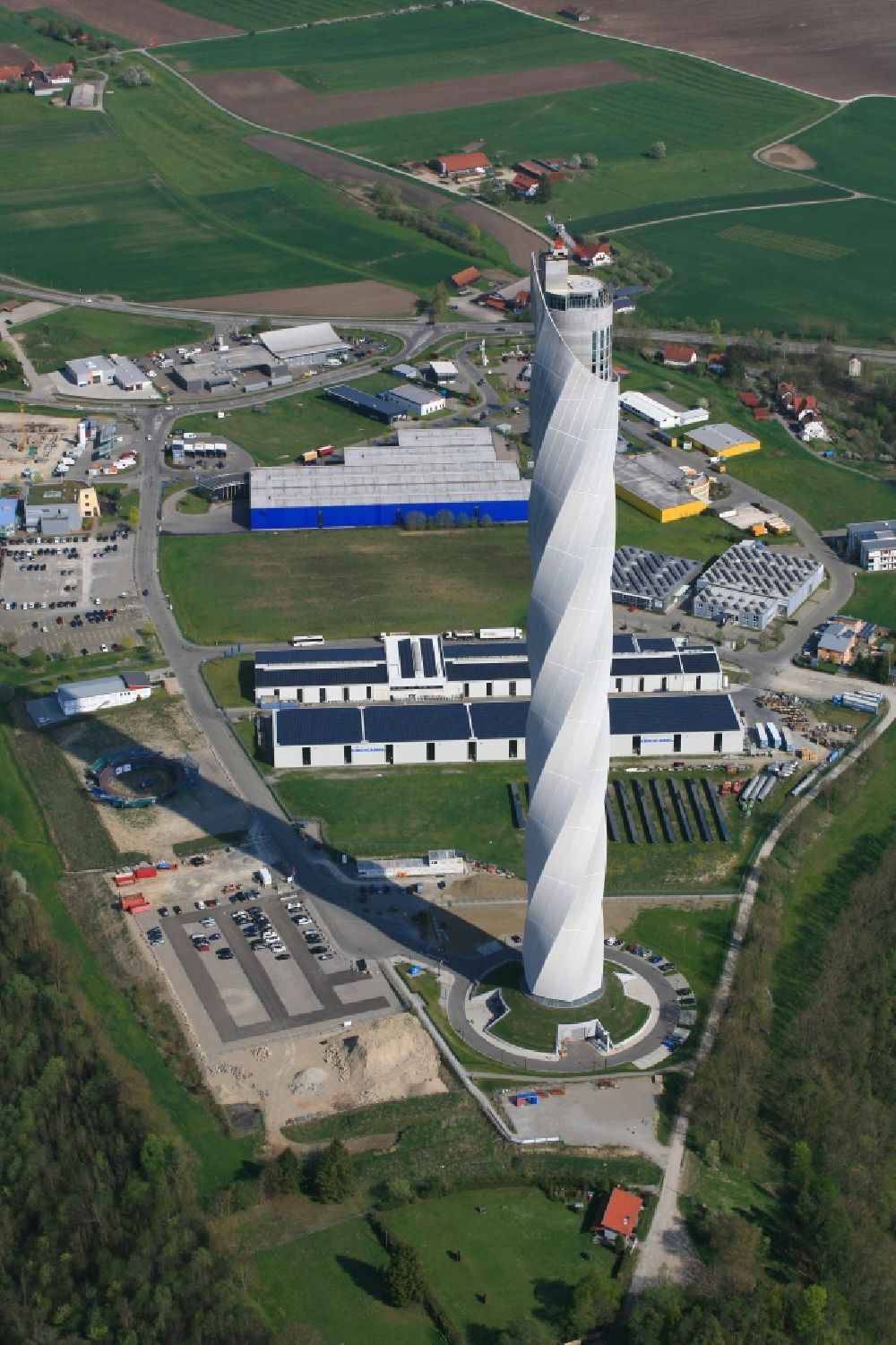Luftaufnahme Rottweil - ThyssenKrupp Aufzugstestturm in Rottweil im Bundesland Baden-Württemberg