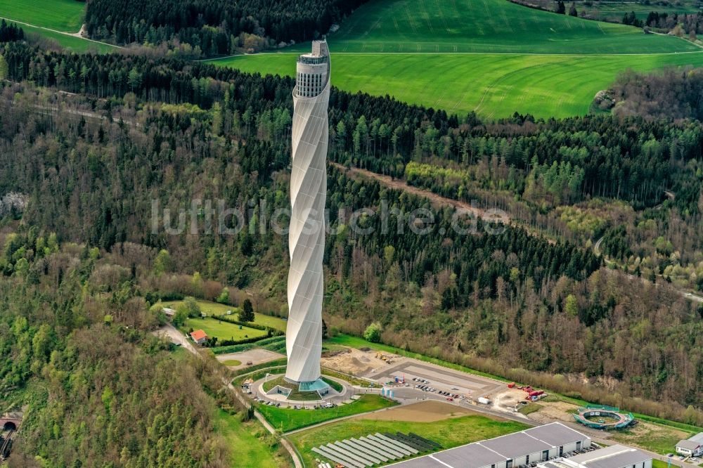 Rottweil aus der Vogelperspektive: ThyssenKrupp Aufzugstestturm in Rottweil im Bundesland Baden-Württemberg