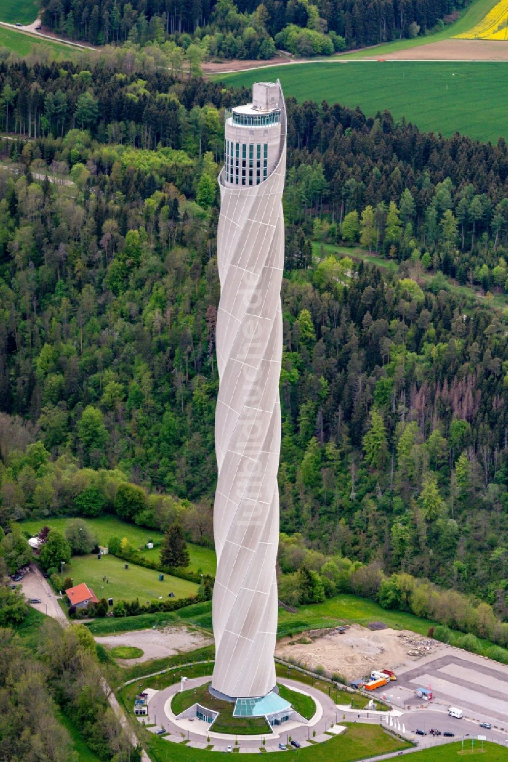 Luftaufnahme Rottweil - ThyssenKrupp Aufzugstestturm in Rottweil im Bundesland Baden-Württemberg
