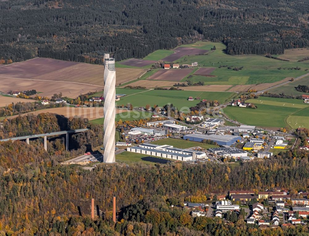 Rottweil aus der Vogelperspektive: ThyssenKrupp Aufzugstestturm in Rottweil im Bundesland Baden-Württemberg