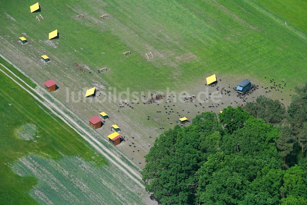 Luftaufnahme Ziegendorf - Tierzucht- Stallanlagen Tierzucht für die Fleischproduktion auf einer Putenfarm in Ziegendorf im Bundesland Mecklenburg-Vorpommern, Deutschland