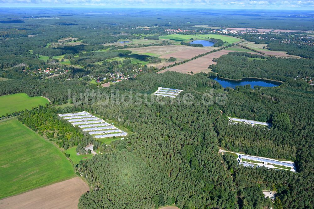 Luftaufnahme Biesenthal - Tierzucht- Stallanlagen zur Geflügelzucht an der Rüdnitzer Chaussee in Biesenthal im Bundesland Brandenburg, Deutschland