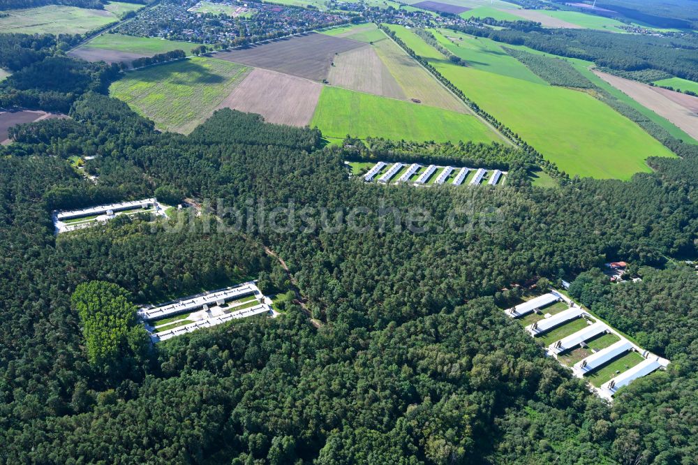 Luftaufnahme Biesenthal - Tierzucht- Stallanlagen zur Geflügelzucht an der Rüdnitzer Chaussee in Biesenthal im Bundesland Brandenburg, Deutschland