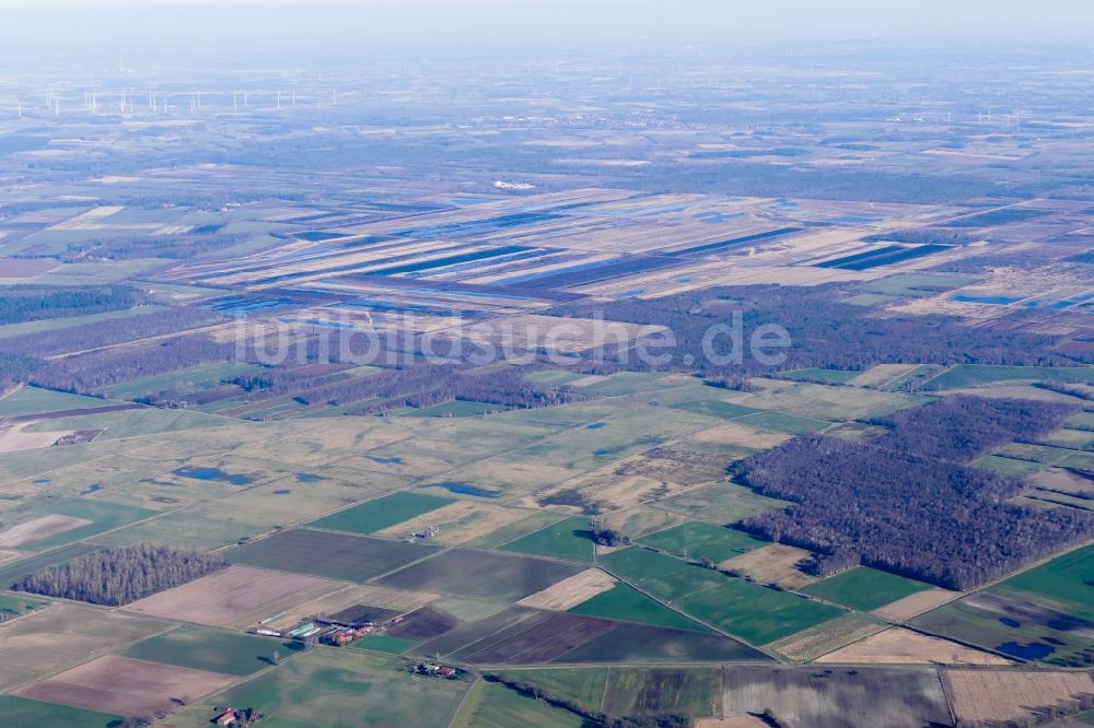 Drentwede von oben - Torf- und Moor- Vorkommen Nördliches Wietingsmoor in Drentwede im Bundesland Niedersachsen, Deutschland