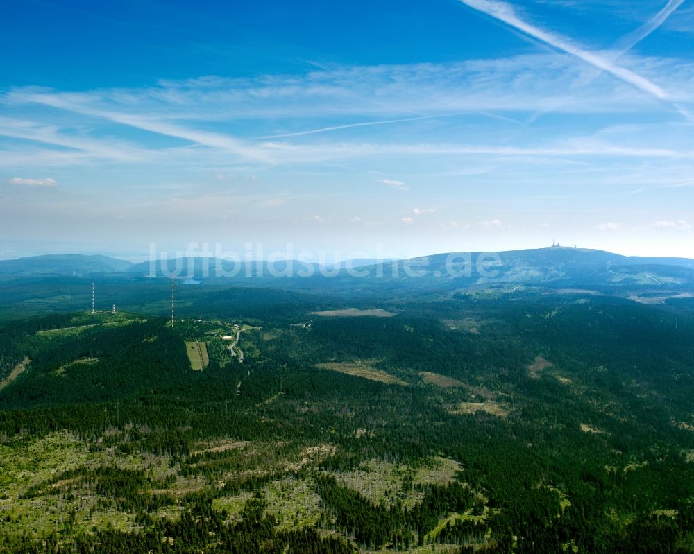 Torfhaus aus der Vogelperspektive: Torfhaus im Nationalpark Harz im Bundesland Niedersachsen