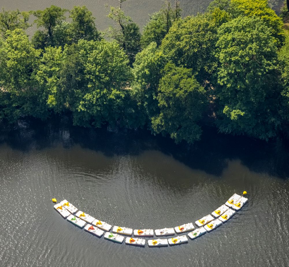 Luftbild Hagen - Tretboot- Verleih am Uferbereich des Hengsteysee in Hagen im Bundesland Nordrhein-Westfalen, Deutschland