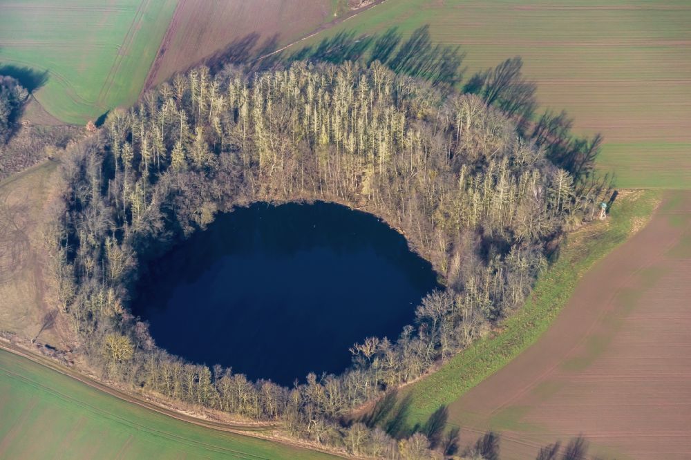 Luftaufnahme Werther - Tümpel- und Teich Oase Großes Seeloch und Moosloch in Werther im Bundesland Thüringen, Deutschland