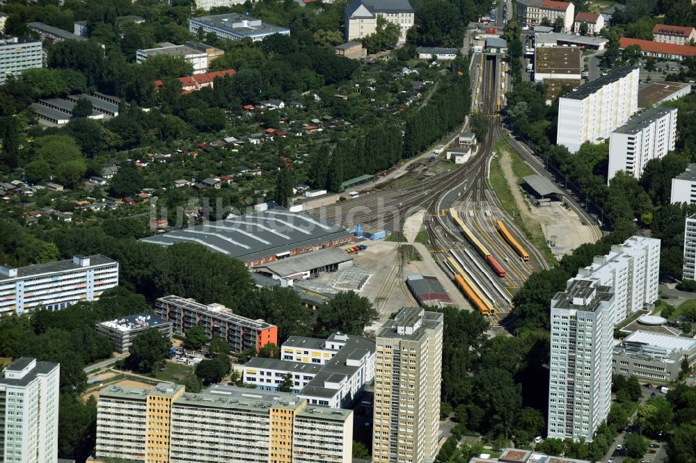 Luftaufnahme Berlin - U-Bahn Betriebswerkstatt Friedrichsfelde der Berliner Verkehrsbetriebe ( BVG ) in Berlin - Lichtenberg