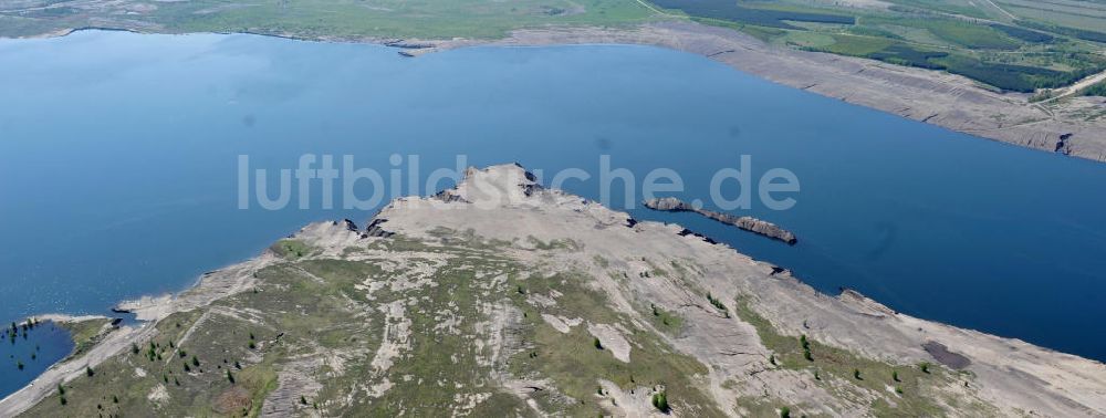 Luftaufnahme Großräschen - Ufer - Landschaften am entstehenden Ilse-See im früheren, nunmehr gefluteten Tagebau Meuro