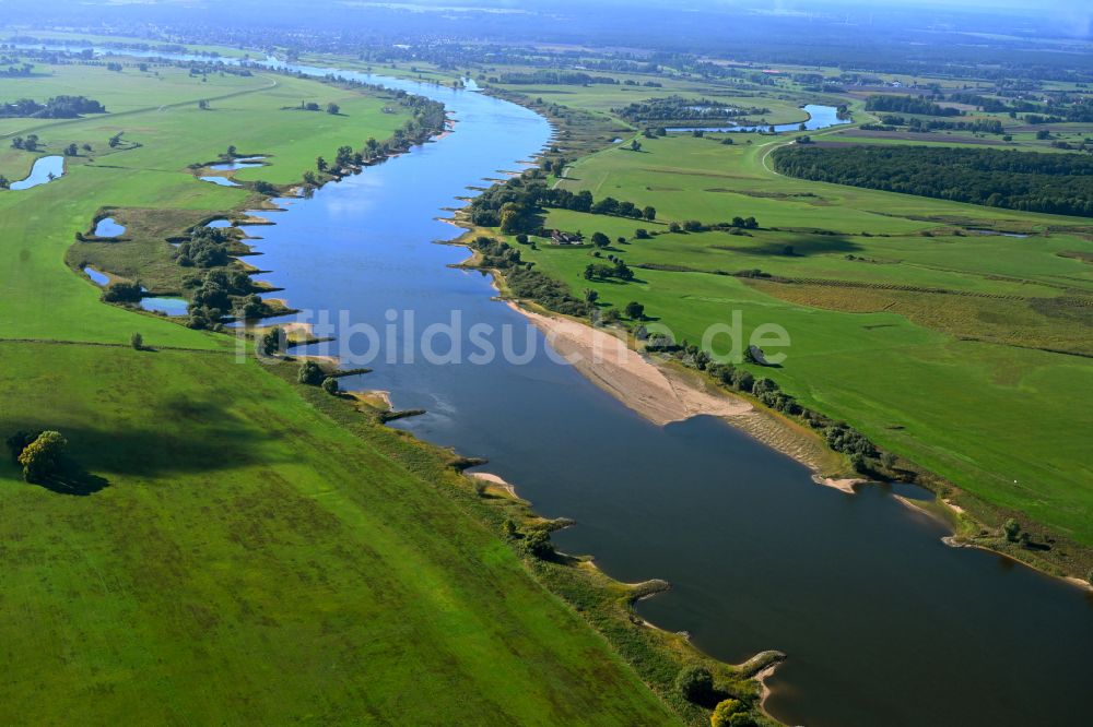Bleckede von oben - Uferbereiche am Elbe Flussverlauf in Bleckede im Bundesland Niedersachsen, Deutschland