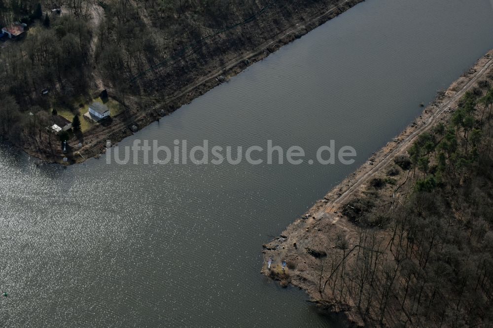 Luftbild Wusterwitz - Uferbereiche entlang der Fluß- Mündung Elbe-Havel-Kanal zum Wendsee im Ortsteil Kirchmöser in Wusterwitz im Bundesland Brandenburg