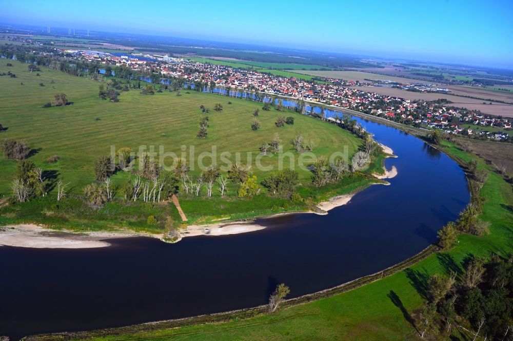 Luftaufnahme Listerfehrda - Uferbereiche entlang der Fluß- Mündung Elbe - Schwarze Elster in Listerfehrda im Bundesland Sachsen-Anhalt, Deutschland