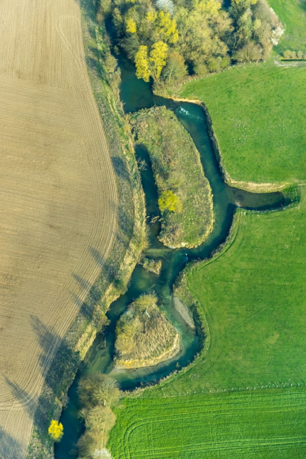 Luftbild Norddinker - Uferbereiche am Flußverlauf der Ahse in Norddinker im Bundesland Nordrhein-Westfalen, Deutschland
