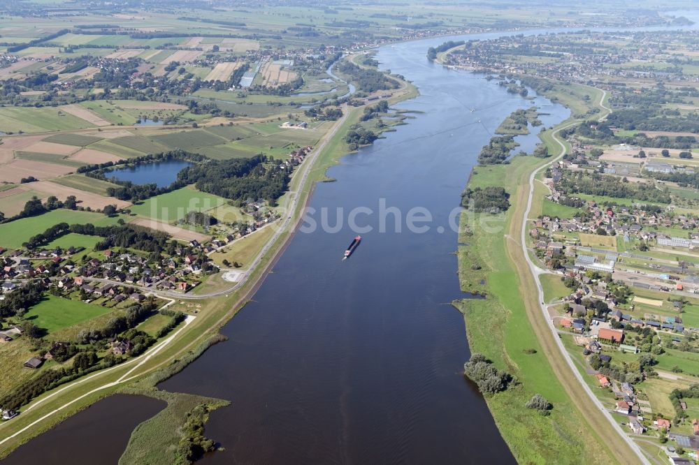 Winsen (Luhe) von oben - Uferbereiche am Flußverlauf der Elbe in Winsen (Luhe) im Bundesland Niedersachsen
