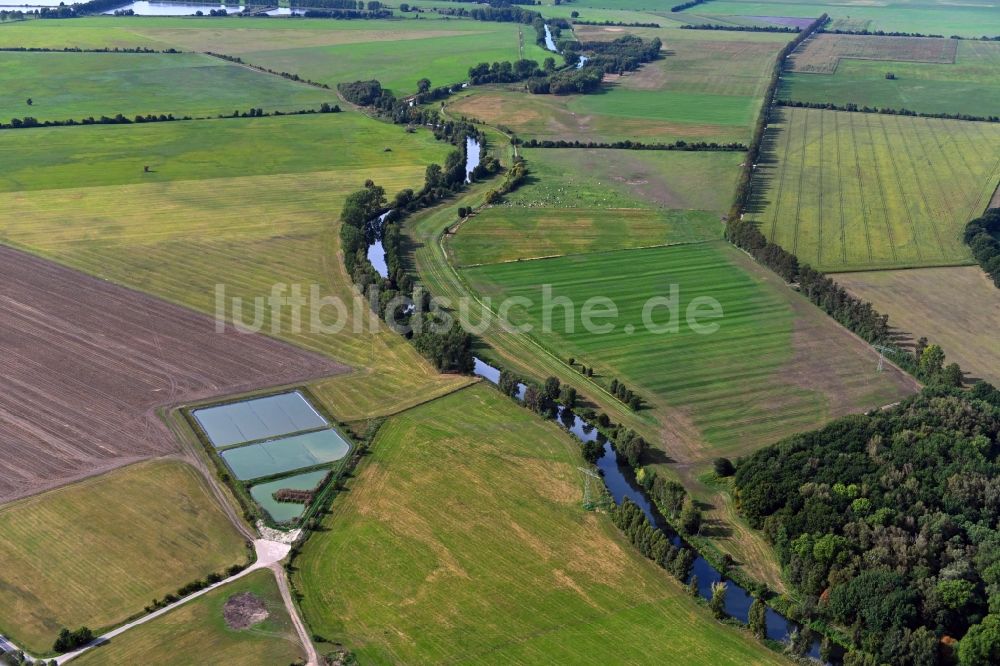 Luftaufnahme Garwitz - Uferbereiche am Flußverlauf der Elde in Garwitz im Bundesland Mecklenburg-Vorpommern, Deutschland