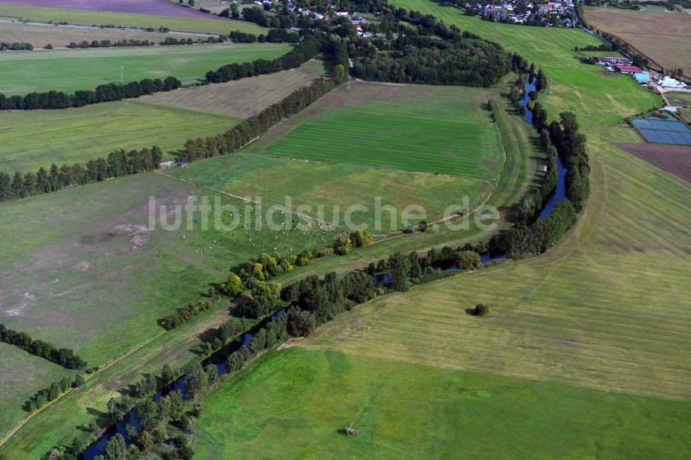 Garwitz von oben - Uferbereiche am Flußverlauf der Elde in Garwitz im Bundesland Mecklenburg-Vorpommern, Deutschland