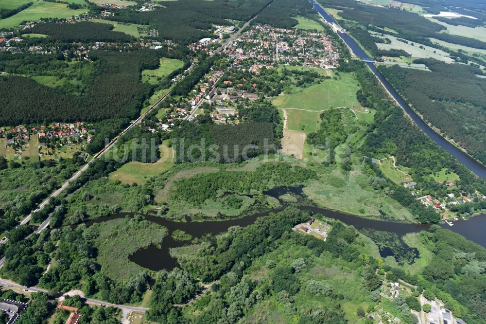 Luftaufnahme Wusterwitz - Uferbereiche am Flußverlauf Die Fahrt zwischen Kirchmöser und Wusterwitz im Bundesland Brandenburg
