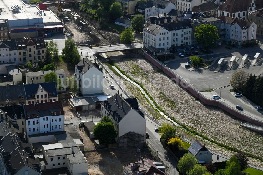 Luftbild Döbeln - Uferbereiche am Flußverlauf der Flutmulde in Döbeln im Bundesland Sachsen