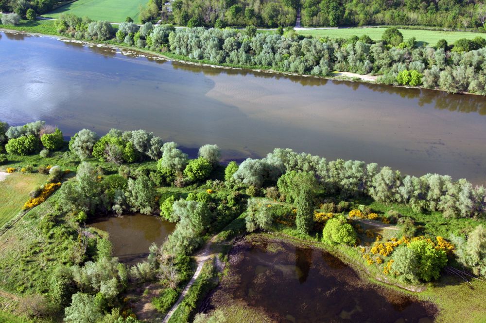 Luftbild Poilly-lez-Gien - Uferbereiche am Flußverlauf der Loire in Poilly-lez-Gien in Centre, Frankreich
