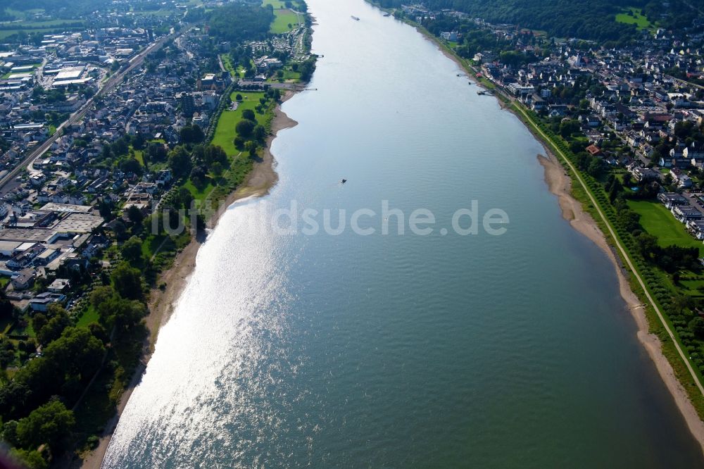 Luftbild Bad Hönningen - Uferbereiche am Flußverlauf des Rhein in Bad Hönningen im Bundesland Rheinland-Pfalz, Deutschland
