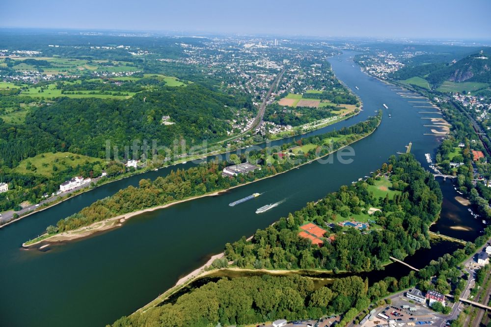 Luftbild Bad Honnef - Uferbereiche am Flußverlauf des Rhein in Bad Honnef im Bundesland Nordrhein-Westfalen, Deutschland