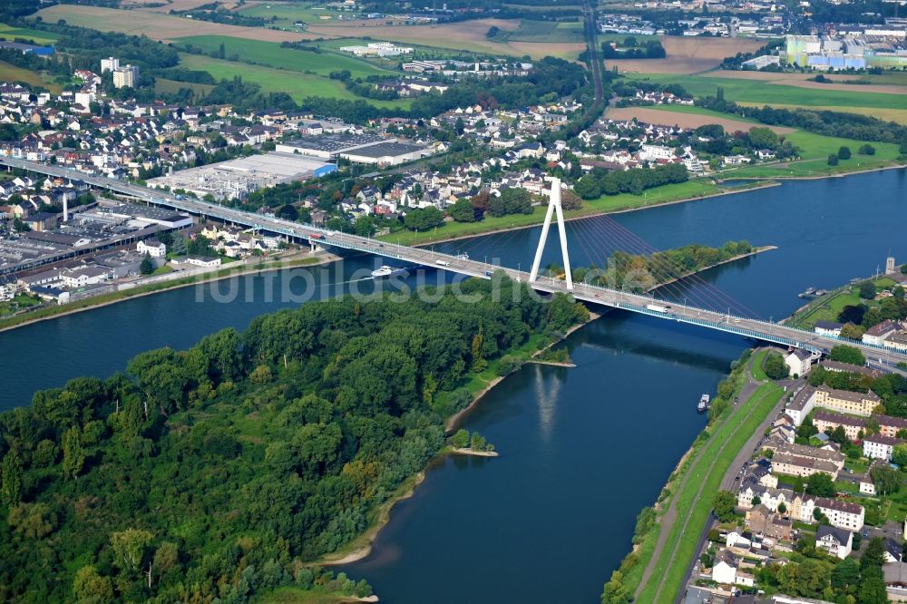 Weißenthurm von oben - Uferbereiche am Flußverlauf des Rhein in Weißenthurm im Bundesland Rheinland-Pfalz, Deutschland