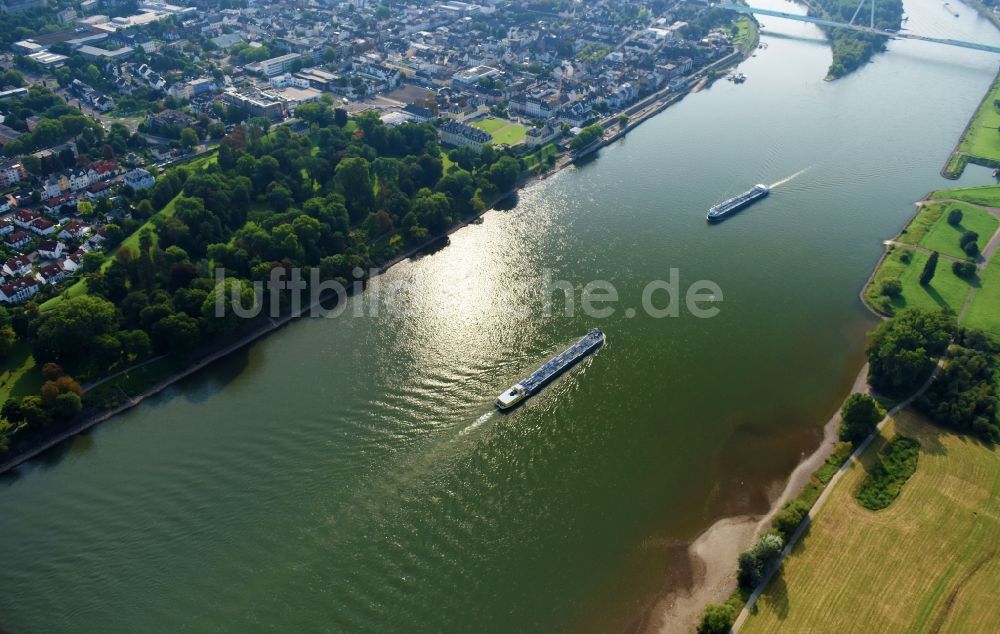 Luftaufnahme Weißenthurm - Uferbereiche am Flußverlauf des Rhein in Weißenthurm im Bundesland Rheinland-Pfalz, Deutschland